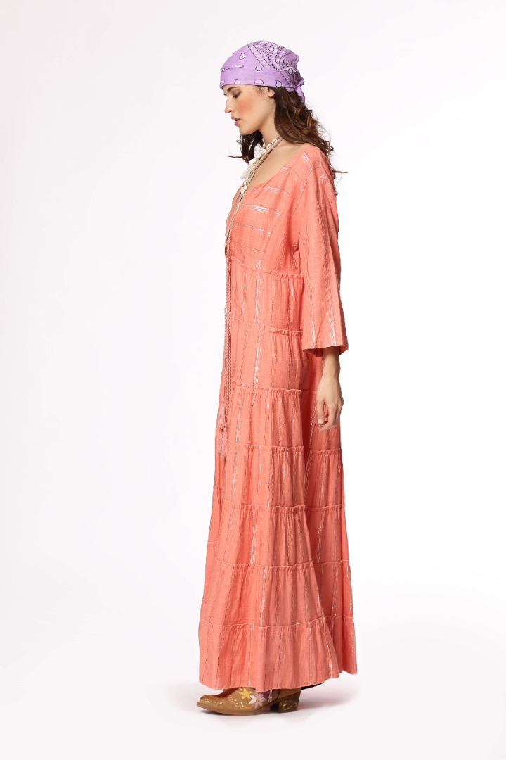 Boho Jurk Koraal Lang Bohemian stijl Boho Babe
